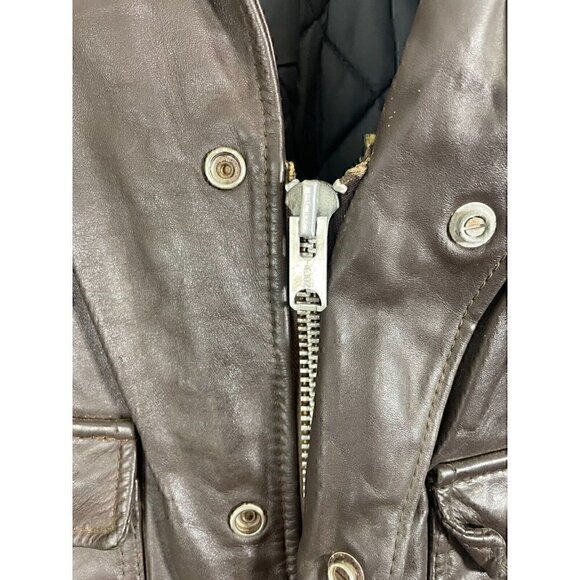 VTG VCG Police Trooper Men's 50s Brown Horsehide Leather Motorcycle Jacket Sz 44 - Picture 6 of 15